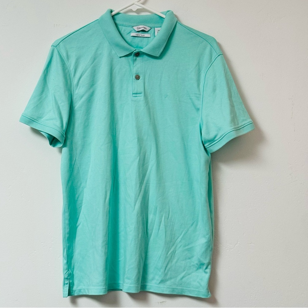 Calvin Klein Liquid Touch Polo Shirt‎ - Mint Green /aquamarine, Size Medium